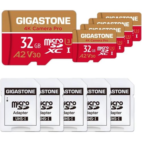 Carte Mémoire 32 Go Lot De 5 Cartes,4k Caméra Pro,Compatible Avec Gopro Drone Switch,Vitesse 95 Mo/S. Pour 4k Uhd Vidéo,A2 U3 V30 Carte Microsdhc Avec Adaptateur Sd-Marque Générale