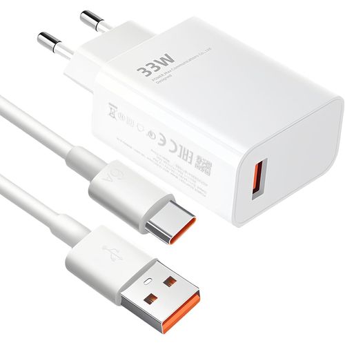 Chargeur Rapide 33w Pour Xiaomi Redmi Note 13, 12, 11, 11s, 10t, Mi 10t, 10, Poco X6, F3, M5, X5, Chargeur Turbo Usb C Avec Câble 2m Pour Xiaomi Mi 11, 11 Lite, 10 Pro, 10t Lite, Charge Rapide