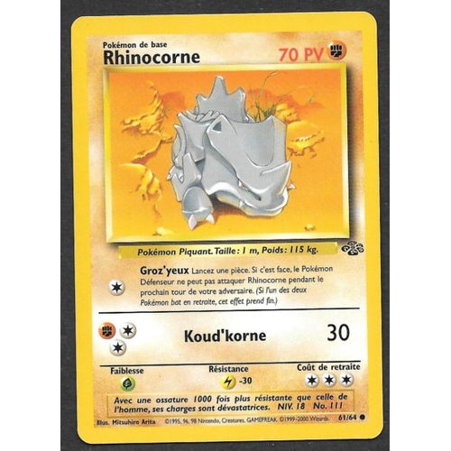 Carte Pokémon Rhinocorne 61/64 - Jungle Wizards (Vf)