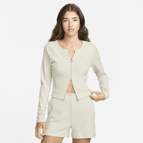 Cardigan Slim À Zip Nike Sportswear Chill Rib Pour Femme - Marron - L (Fr 46-48)