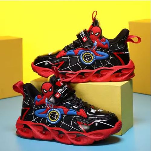 Baskets Spiderman Enfant À Led - Semelle Rouge - Taille 25 (15,8cm)