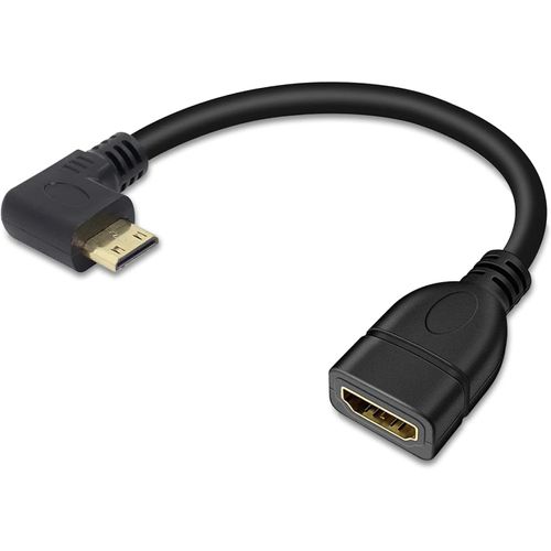 GOTHICANA BY EMPCâble Adaptateur Mini Hdmi Vers Hdmi, Câble Convertisseur Mini-Hdmi Mâle Vers Hdmi Standard Mâle, Câble Mini Hdmi Coudé À 90 Degrés, Caméscope, Appareil Photo (Angle Vers Le Haut)