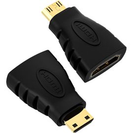 GOTHICANA BY EMPLot De 2 Plaqué Or Adaptateur Mini Hdmi Mâle Vers Hdmi Femelle Connecteur Mini Hdmi Supporte 4K 3D Full Hd
