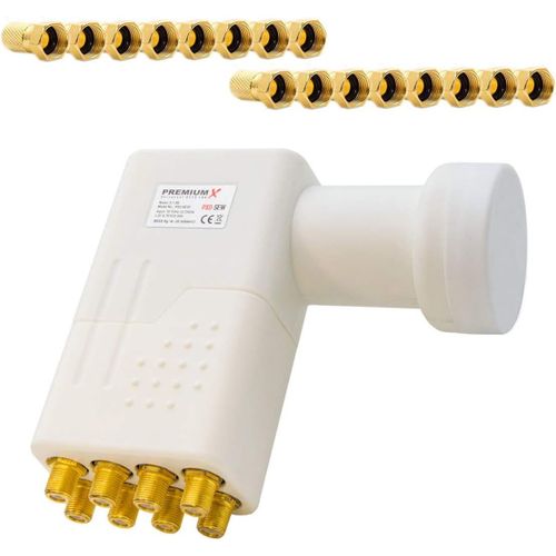 GOTHICANA BY EMPOcto Lnb White Connexion Directe 8 Abonnés Récepteur Convertisseur De Signal Tv Satellite Hd 4K Avec Connecteur F 16X Plaqué Or Avec Bague D'Étanchéité