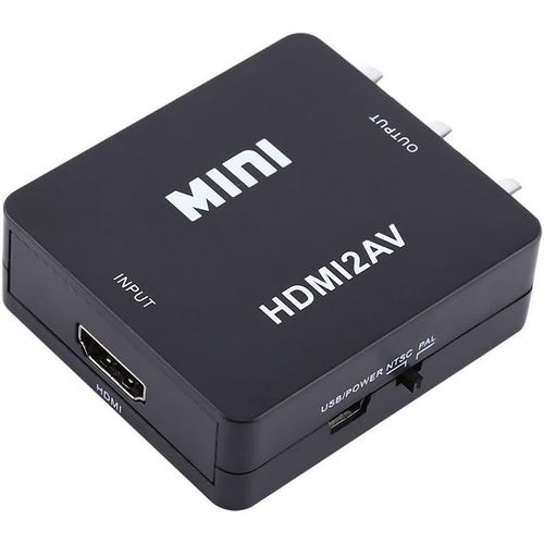 GOTHICANA BY EMPConvertisseur D'Adaptateur Hdmi Vers Et Cvbs, Adaptateur Audio Vidéo Composite 1080P Prise En Pal/Ntsc, Convertisseur De Mini Hdmi Vers Av(Noir)