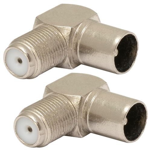 GOTHICANA BY EMP- C69026 - Lot De 2 Connecteurs D'Antenne Tv Mâle Vers Fiche F Femelle Angulaire À 90° Pour Câble Coaxial - Adaptateur Coupleur - En Métal