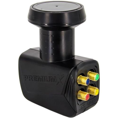 GOTHICANA BY EMPPremiumx Quad Lnb Pour 4 Utilisateur - Convertisseur De Signal Tv Avec Protection Météorologique - Lnb Satellite Numérique Noir - Dvb-S2 8K Uhd 4K Full Hd