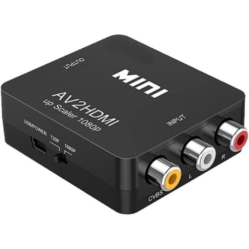 GOTHICANA BY EMPRca À Hdmi, 1080P Av Rca À Hdmi Convertisseur Composite Cvbs Av À Hdmi Vidéo Convertisseur Adaptateur Pour Pc Ordinateur Portable Mini Xbox Ps2 Ps3 Tv Stb Vhs Magnétoscope Caméra Dvd