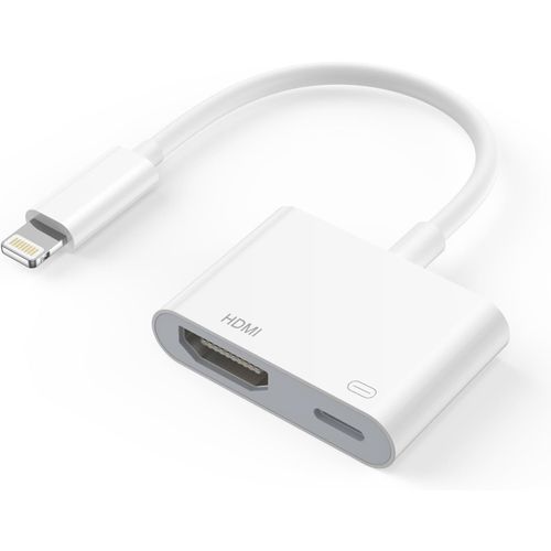 GOTHICANA BY EMPAdaptateur Lightning Vers Hdmi Certifié Apple Mfi - Adaptateur Hdmi Lightning Numérique Av Adaptateur Hdmi Convertisseur De Câble Hdmi 1080P Vidéo Et Audio Pour Iphone, Ipad, Ipod - C