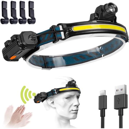 Gothicana By Emplampe Frontale Led Rechargeable Avec Capteur Manuel 5 Modes De Lumière 500 Lumens - Lampe Frontale Étanche - Pour Enfants Et Adultes Camping Randonnée Course À Pied Pêche