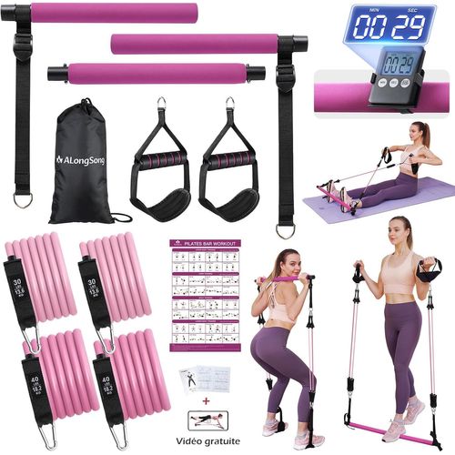 Elastique Musculation Barre De Pilates Avec Bandes De Résistance Élastique 180lbs Ou 140lbs Ancrage De Porte Pour Fitness Yoga Squat