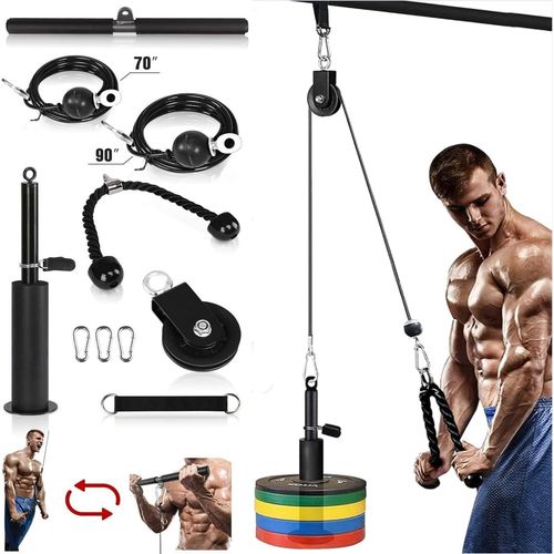 Cable Poulie Musculation, Poignet Musculation Des Bras Avec Corde Pour Triceps Et Barre De Traction Pour Boucles De Biceps, Extensions De Triceps, Avant Bras Exercice