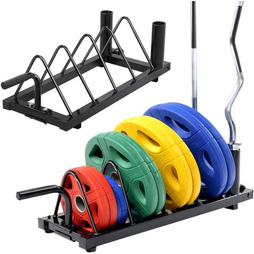 Support Dhaltère Rack De Rangement Mobile Pour Poids Disques Barres De Musculation Avec Poignée De Transport Et Roues 4 Compartiments Fitness Gym Noir