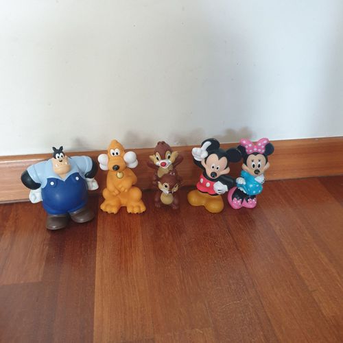 5 Figurines Disney (Taille Environ 14cm) , En Plastique, En Très Bon État, Mickey, Minnie, Tic&Tac, Plutôt Et Pat Hibulaire, Collection, Vintage