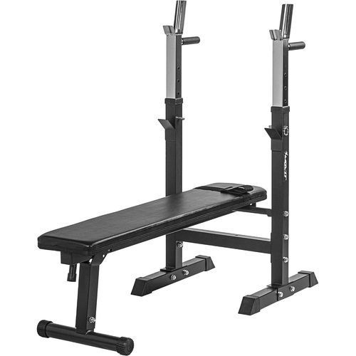 Banc De Musculation Avec Support Réglable Pour Haltères Longs Et Station De Dips, Pliable, 2 Couleurs, En Option Avec Un Set D'haltères 30kg Ou 60kg, Appareil D'entraînement À Domicile Home-Gym