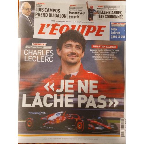 L'Equipe 23 Mai 2025 - Charles Leclerc - Ferrari - Gp De Monaco F1 . Formule 1