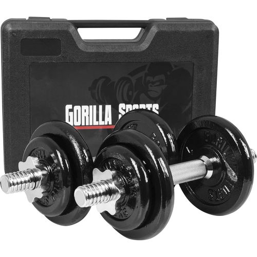 Set D'Haltères Courts De 20 Kg Avec Disques En Fonte Et Val De Transport