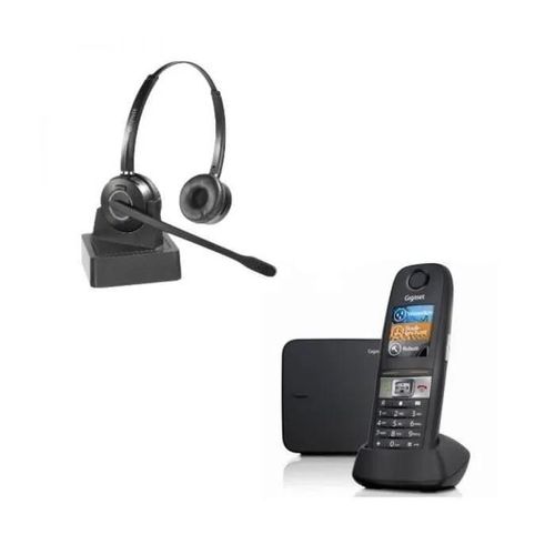 Cleyver - Téléphone sans Fil Gigaset E630, Technologie DECT/Gap avec Haut-Parleur + Casque ODHW15 Duo, Noir
