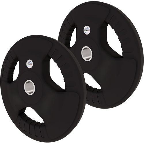 Lot De 2 Disques Caoutchoutés En Fonte Pour Haltères, Haltères, Gymnase, Fitness, Entraînement - Disque De Gymnastique Caoutchouté Avec Poignée Tri-Grip, Plaques En Fonte