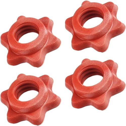 Verrous De Sécurité De 25mm, 4 Pièces, Écrou D'haltère Rouge, Bouchon De Barre, Contrôle Du Poids, Clips Hexagonaux En Plastique, Accessoires D'entraînement De Force