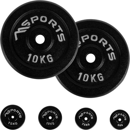 Disques D'haltère Professionnels Légers 100 % En Fonte - 5 À 30 Kg , 2 X 10 Kg - Schwarz