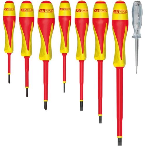 ChenQuanSarl-922.6218 - Jeu De 7 Tournevis Bi-Matière Isolés 1000V Fente -Ph Et Tournevis Testeur Led - Résistants Aux Produits Chimiques - Outillage Electricien