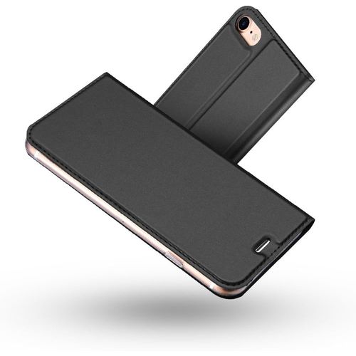 Cloudds_Coque Iphone 8,Coque Iphone 7,Ultra Mince En Cuir Pu Premium Housse À Rabat Portefeuille Coque Étui De Protection Bumper Folio À Clapet Pour Apple Iphone 7/Iphone 8 4,7 Pouces(Gris-Noir)