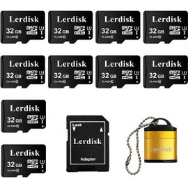CLOUDDS_Lot De 10 Cartes Micro Sd 32Go U3 V30 A1 Classe 10|Vidéo 4K Pour Drones,Dashcams Et Appareils Android|Étanchéité Ip65(32Gox10)