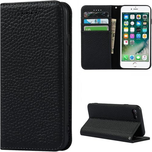 Cloudds_Coque Iphone 7 Plus/8 Plus,Flip Cuir Véritable Portefeuille Étui En Cuir,[4 Fentes][Fermeture Magnétique],Housse Étuis À Rabat Étui De Protection Pour Iphone 7 Plus/8 Plus-Noir