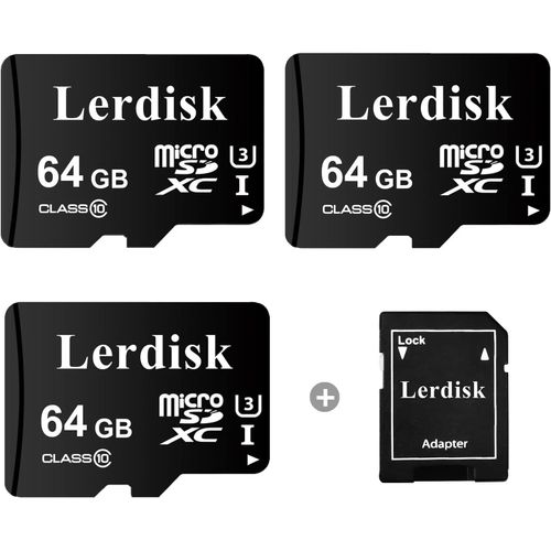 CLOUDDS_Lot De 3 Cartes Micro Sd 64Go U3 V30 A1 Classe 10|Vidéo 4K Pour Drones,Dashcams Et Appareils Android|Étanchéité Ip65(64Gox3)