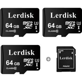 CLOUDDS_Lot De 3 Cartes Micro Sd 64Go U3 V30 A1 Classe 10|Vidéo 4K Pour Drones,Dashcams Et Appareils Android|Étanchéité Ip65(64Gox3)