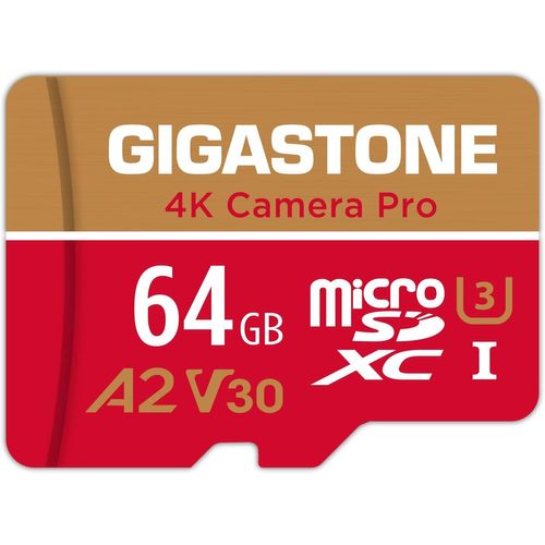 Cloudds_Carte Mémoire 64 Go 4k Caméra Pro,Compatible Avec Gopro Drone Switch,Vitesse 95 Mo/S. Pour 4k Vidéo,A2 U3 V30 Carte Micro Sdxc Avec Adaptateur Sd.-Gigastone