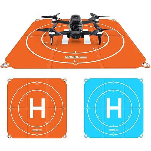 Cloudds_Square Drone Atterrissage,Accessoires Pour Drone,Drone Pad Universel Étanche Pliable Drone Helipad 50cm/19.69in,Pour Air 2s/Fpv/Mavic Mini 2/Mavic Air 2(Double Face,Bleu+Orange)-Hsthe Sea