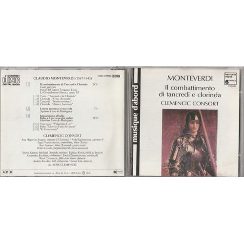 Cd Claudio Monteverdi Clemencic Consort - Il Combattimento Di Tancredi E Clorinda Harmonia Mundi 190986 - 1975