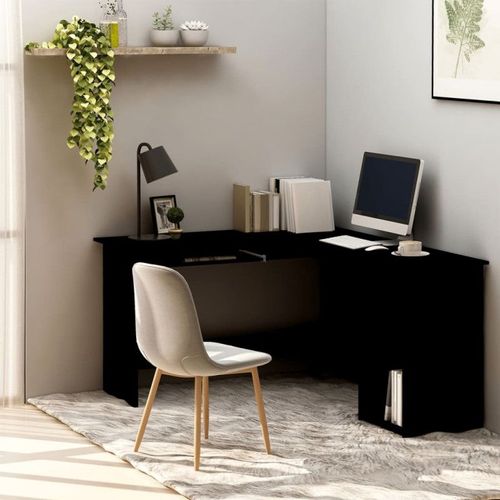 Vidaxl Bureau D'angle En Forme De L Noir 120x140x75cm Bois Ingénierie 800748