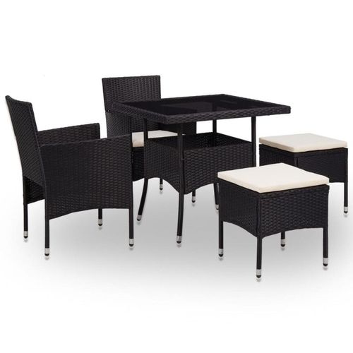 Vidaxl Mobilier À Dîner D'extérieur 5 Pcs Noir Résine Tressée Et Verre