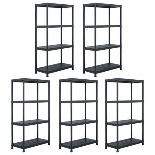 Vidaxl Étagères De Rangement 5 Pcs Noir 60x30x138 Cm Plastique