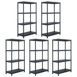 Vidaxl Étagères De Rangement 5 Pcs Noir 60x30x138 Cm Plastique