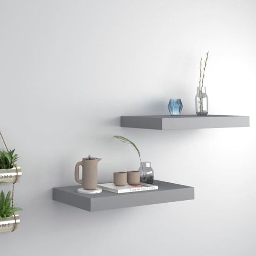 Vidaxl Étagères Murales Flottantes 2 Pcs Gris 40x23x3,8 Cm Mdf