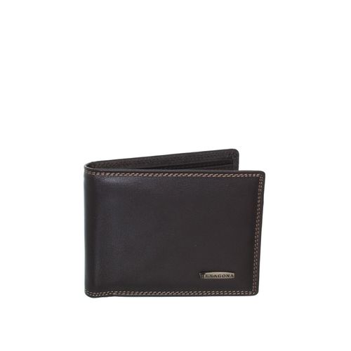 Portefeuille Italien en cuir Hexagona ref xga39535 marron fonce