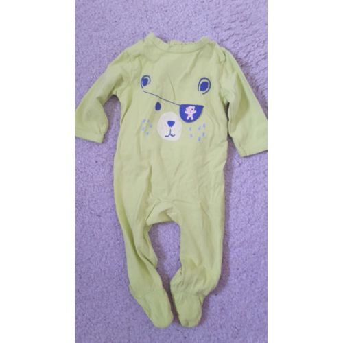 Pyjama Bébé Garçon Coton Vert Anis Ourson Pirate Taille 3 Mois Idée Cadeau