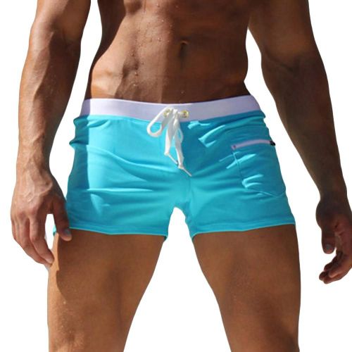 Maillot De Bain Pour Hommes,Couleur Unie,Cordon De Serrage,Poche,Short De Plage,Surf,Longboard-Xl-Bleu