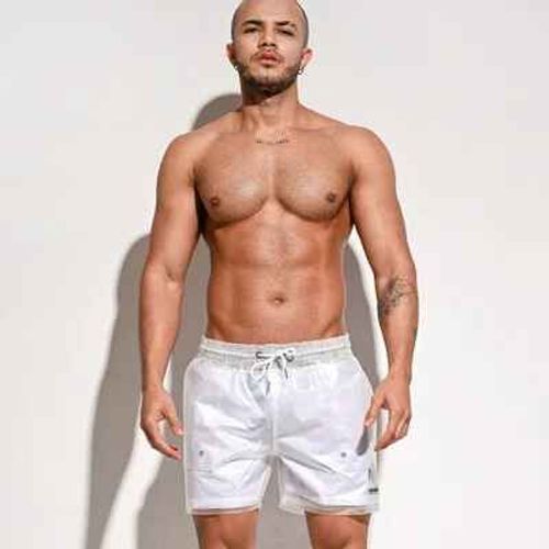 Desmiit Imperméable Boardshorts Hommes Plage Conseil Shorts De Bain Hommes Maillot De Bain Transparent Surf Court Maillot De Bain Vêtements De Sport-2xl Waist 90-96cm-Blanc