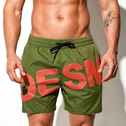 Desmiit Mince Doux Shorts De Natation Hommes Maillots De Bain Maillot De Bain Homme Plage Surf Board Shorts Boardshorts Vêtements De Sport Court Costume Liner In-Xl Waist 83-90cm-Vert Militaire