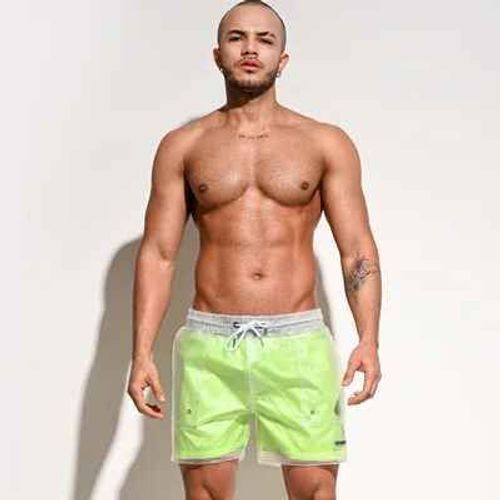 Desmiit Imperméable Boardshorts Hommes Plage Conseil Shorts De Bain Hommes Maillot De Bain Transparent Surf Court Maillot De Bain Vêtements De Sport-M Waist 70-76cm-Neon Jaune