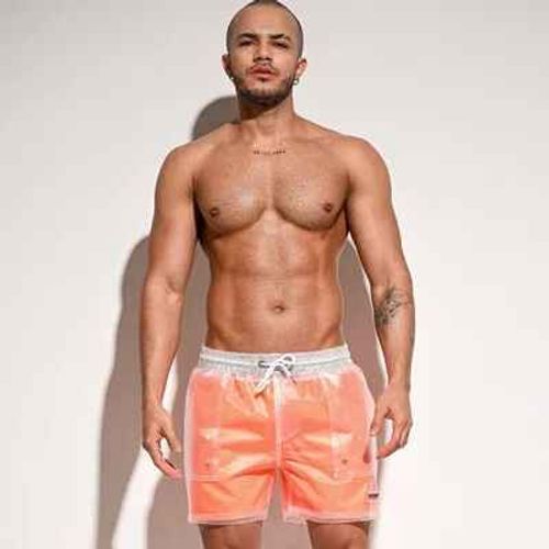 Desmiit Imperméable Boardshorts Hommes Plage Conseil Shorts De Bain Hommes Maillot De Bain Transparent Surf Court Maillot De Bain Vêtements De Sport-Xl Waist 83-90cm-Orange