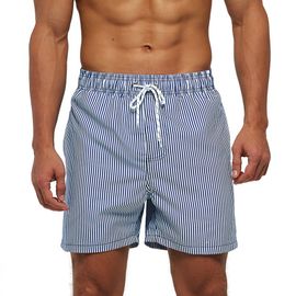Escatch-Shorts De Plage En Polyester Pour Hommes,Pantalons De Plage Pour Hommes,Para Zones Bre,Sport,Surf,Proximité,Wstring,Grande Taille,Été,2025-4xl-Vertical Stripes