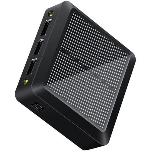 Cloudds_Batterie Externe Compacte Rechargeable Solaire & Usb-Triple Sortie Usb-10000mah De Marque