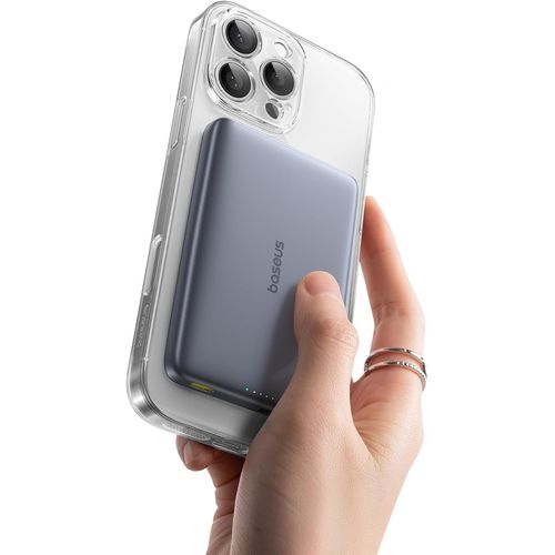 Cloudds_Picogo Powerbank,Ultra Slim 10000mah Qi2 Magsafe Powerbank,15w Wireless Charge Rapide Et Pd 27 W,Batterie Externe Magnétique Sans Fil Avec Câble Usb-C Pour Iphone 16/15/14/13/12,Gris Espace