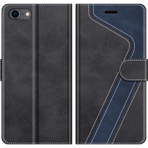 Cloudds_Coque Pour Iphone Se 2020,Housse En Cuir Magnétique Fonction Stand Étui Pour Iphone Se 2020/Iphone 8/Iphone 7,Noir